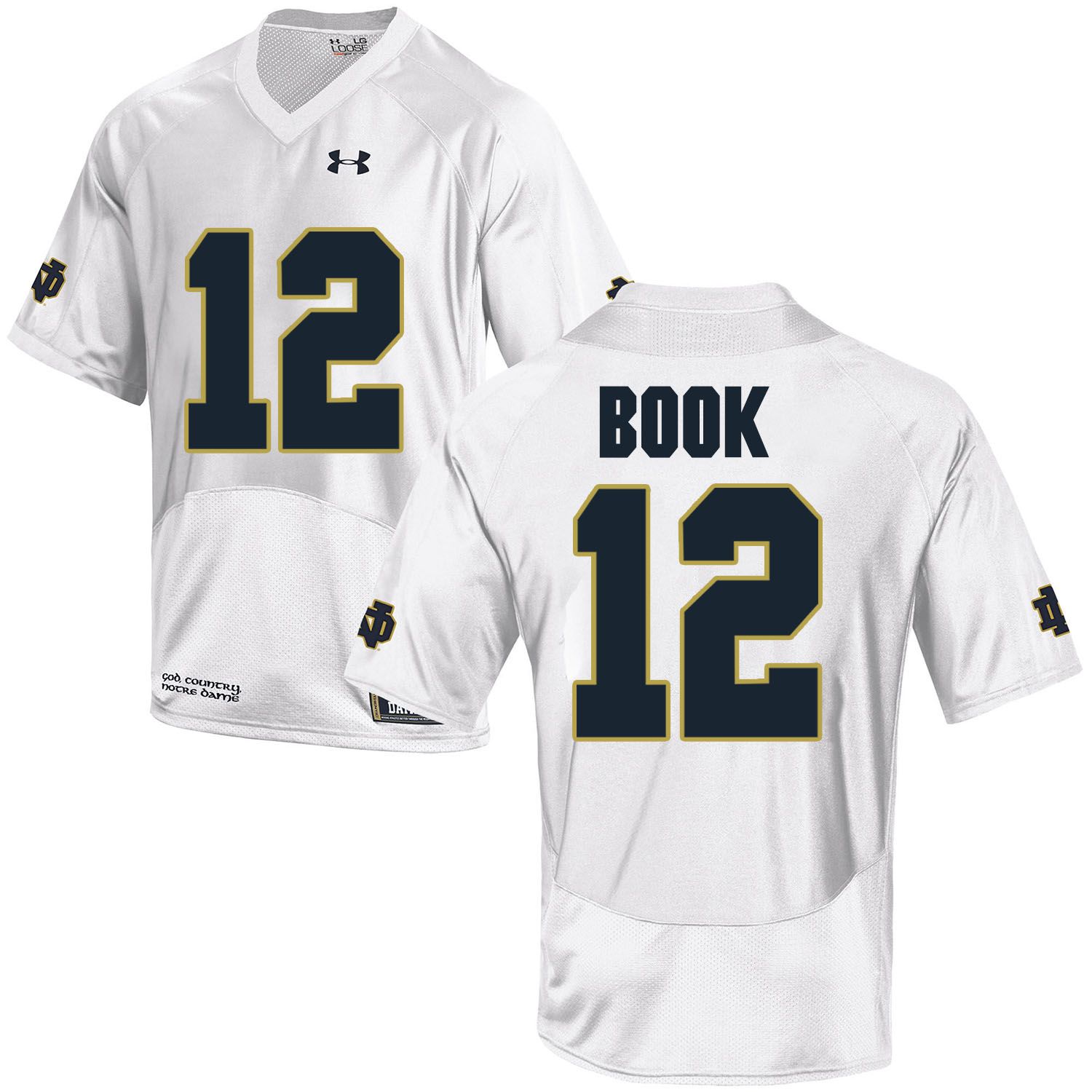 Men Norte Dame Fighting Irish #12 Book White Customized NCAA Jerseys